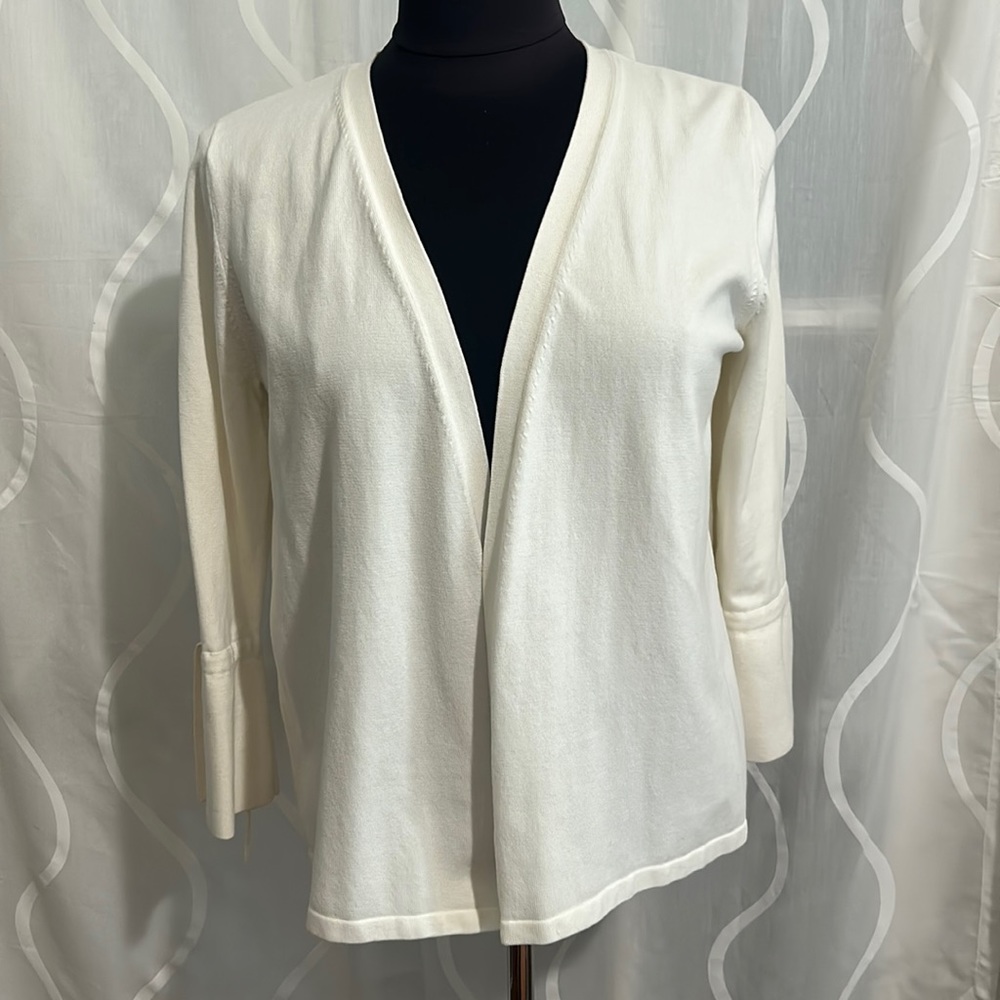 Ann Taylor, Off White, Open Front Cardigan With Bell Sleeves, Size Medium